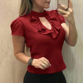 Lässiges Hemd mit Rüschen und O-Ausschnitt